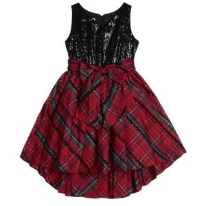 Pippa & Julie Alicia Sequin Tartan Taffeta Dress